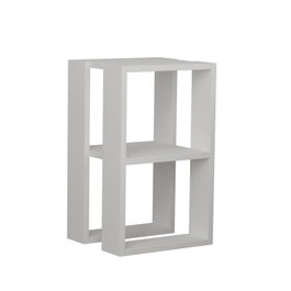 Hanah Home Mesita de Noche Lonie - White, 2 Niveles, 30x55x30 cm, Blanco